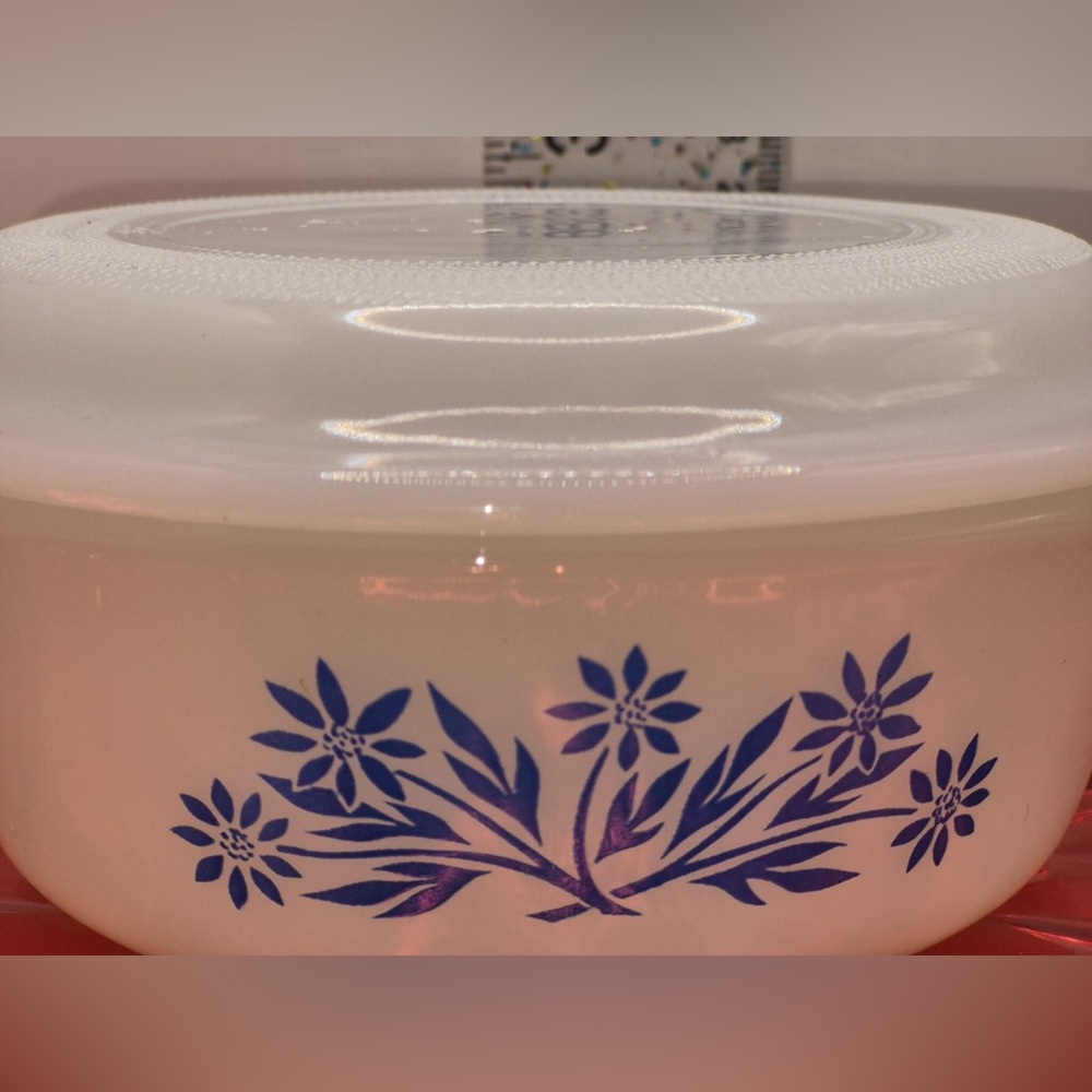 Fire King Blue Cornflower Vintage Mini Milk Glass Casserole Dish Set w/ Shakers - Picture 4 of 16